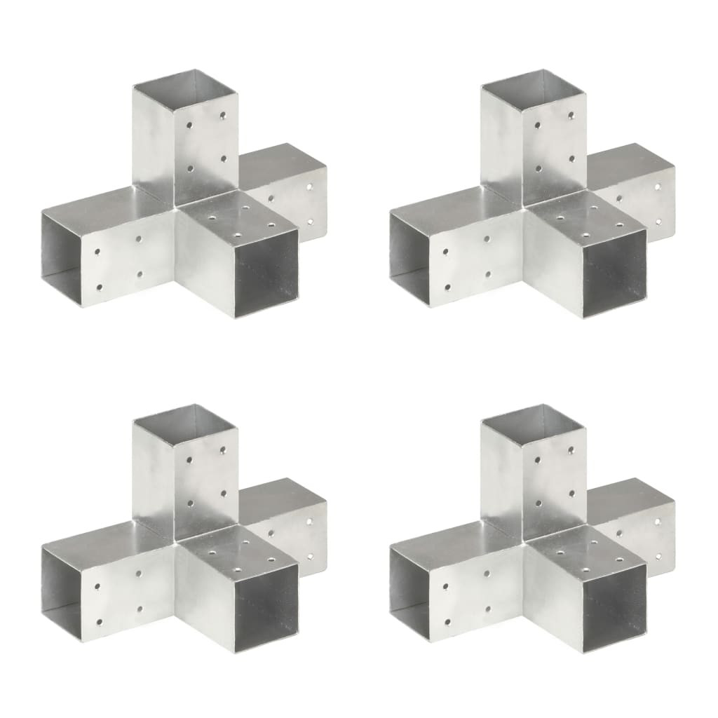 vidaXL Pfostenverbinder 4 Stk. X-Form Verzinktes Metall 71 x 71 mm