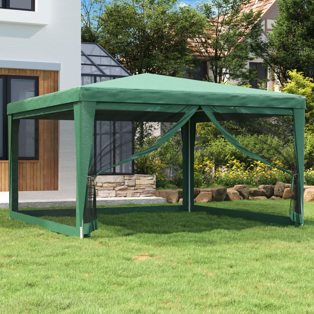 vidaXL Partyzelt mit 4 Mesh-Seitenwänden Grün 4x4 m HDPE
