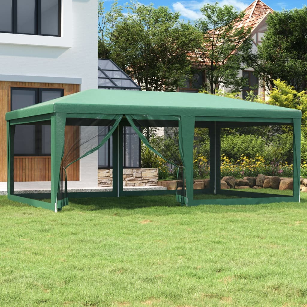 vidaXL Partyzelt mit 6 Mesh-Seitenwänden Grün 6x4 m HDPE