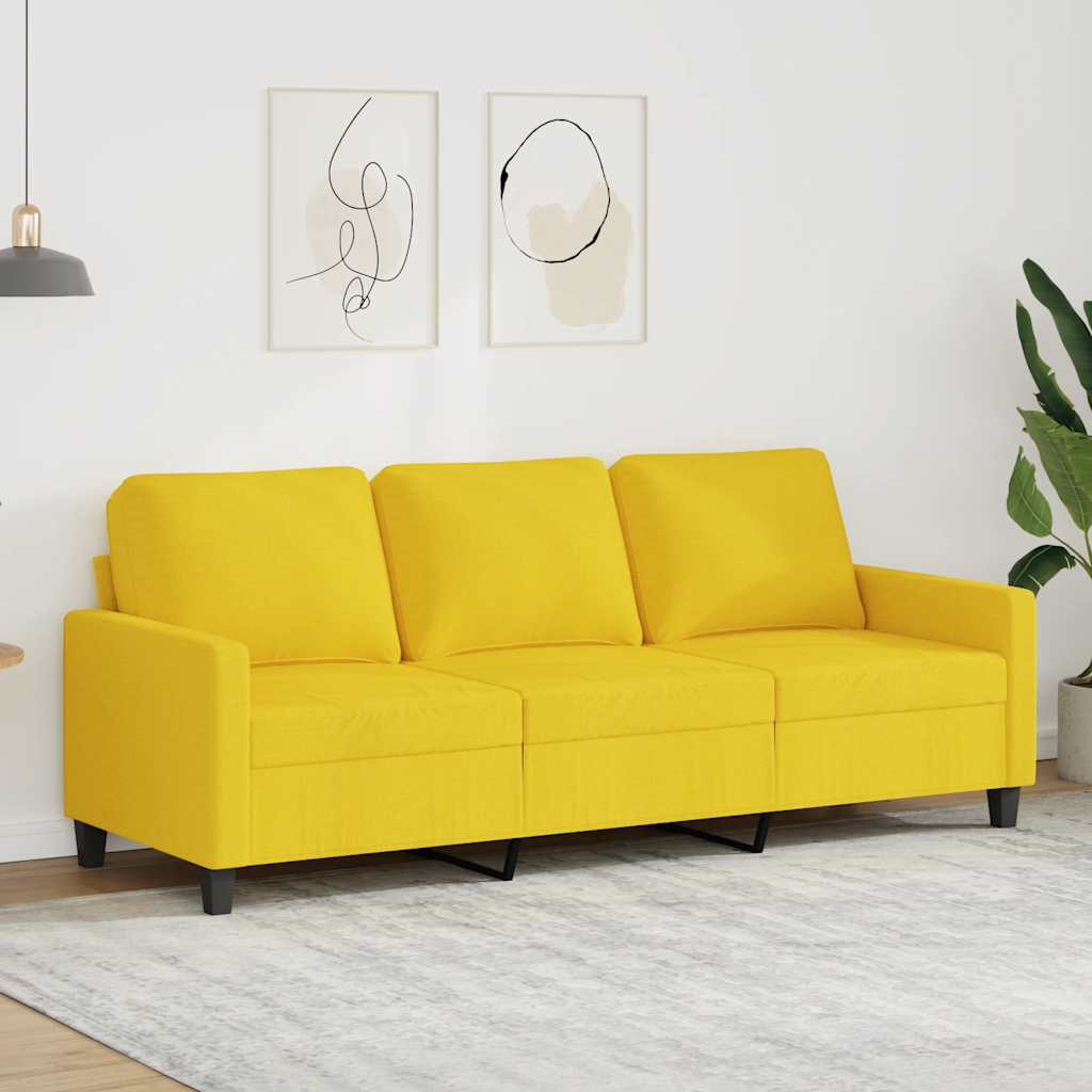 vidaXL 3-Sitzer-Sofa Hellgelb 180 cm Stoff