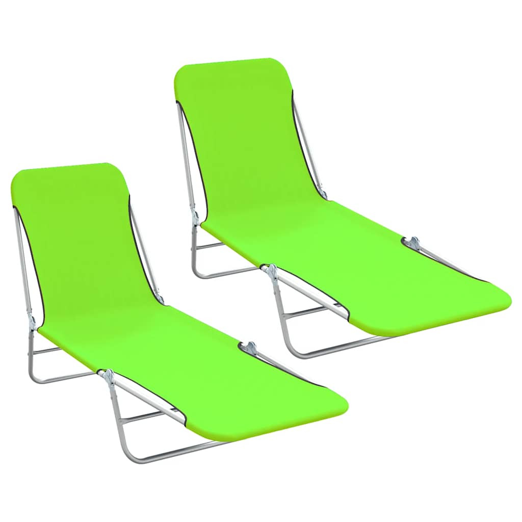 vidaXL Klappbare Sonnenliegen 2 Stk. Stahl und Stoff Grün