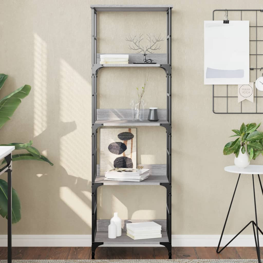 vidaXL Bücherregal Grau Sonoma 50x33x153 cm Holzwerkstoff