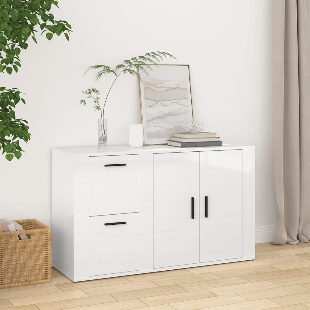 vidaXL Sideboard Hochglanz-Weiß 100x33x59,5 cm Holzwerkstoff