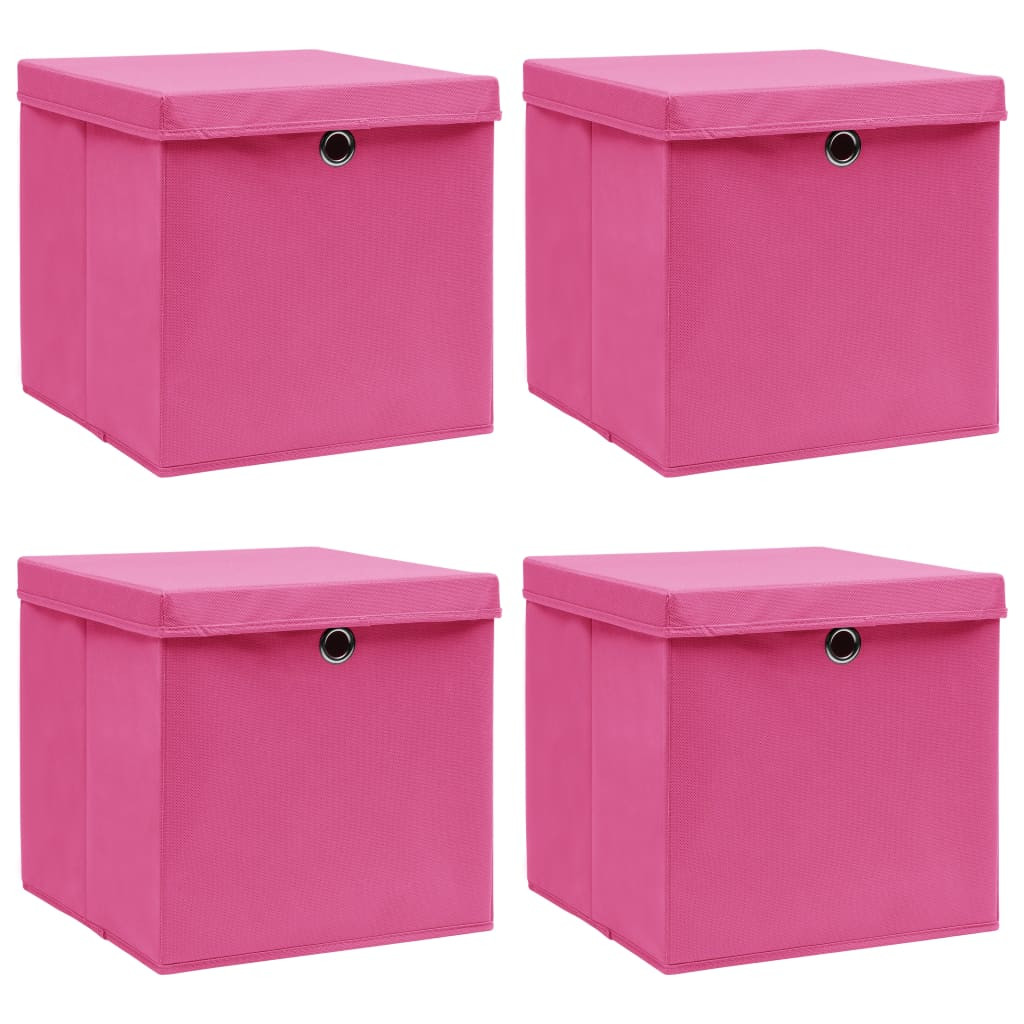 vidaXL Aufbewahrungsboxen mit Deckeln 4 Stk. Rosa 32x32x32 cm Stoff