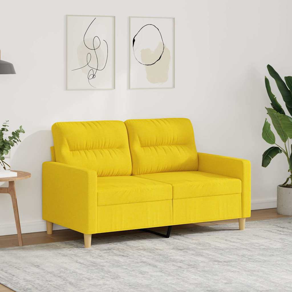 vidaXL 2-Sitzer-Sofa Hellgelb 120 cm Stoff