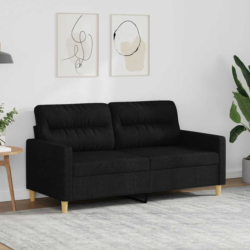 vidaXL 2-Sitzer-Sofa Schwarz 140 cm Stoff