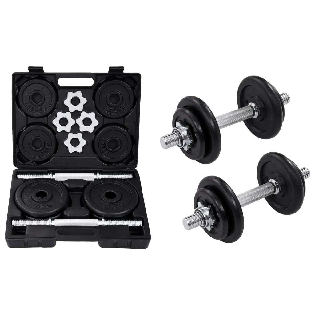 vidaXL Hantelset 15-tlg. 20 kg Gusseisen