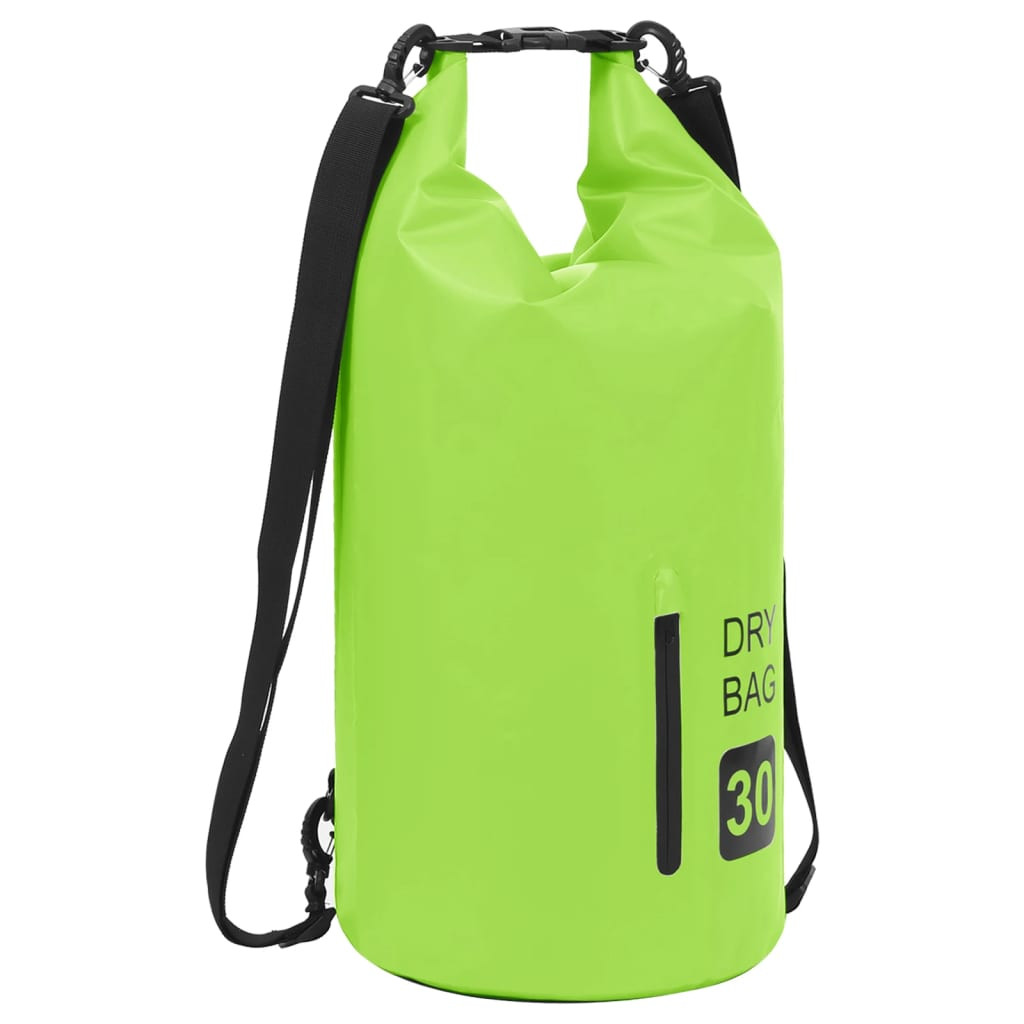 vidaXL Trockensack mit Reißverschluss Grün 30 L PVC