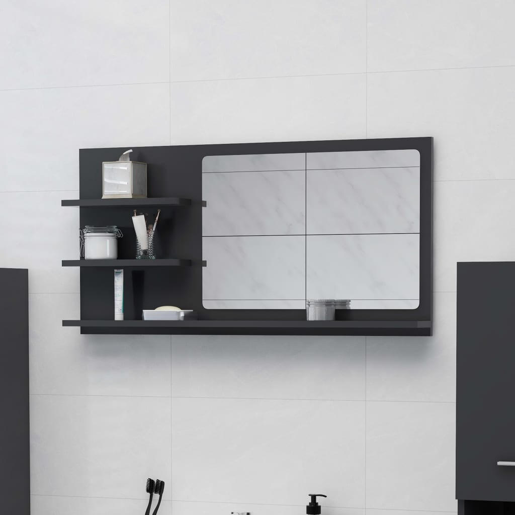 vidaXL Badspiegel Grau 90x10,5x45 cm Holzwerkstoff