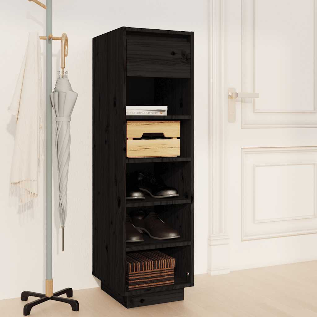 vidaXL Schuhregal Schwarz 30x34x105 cm Massivholz Kiefer