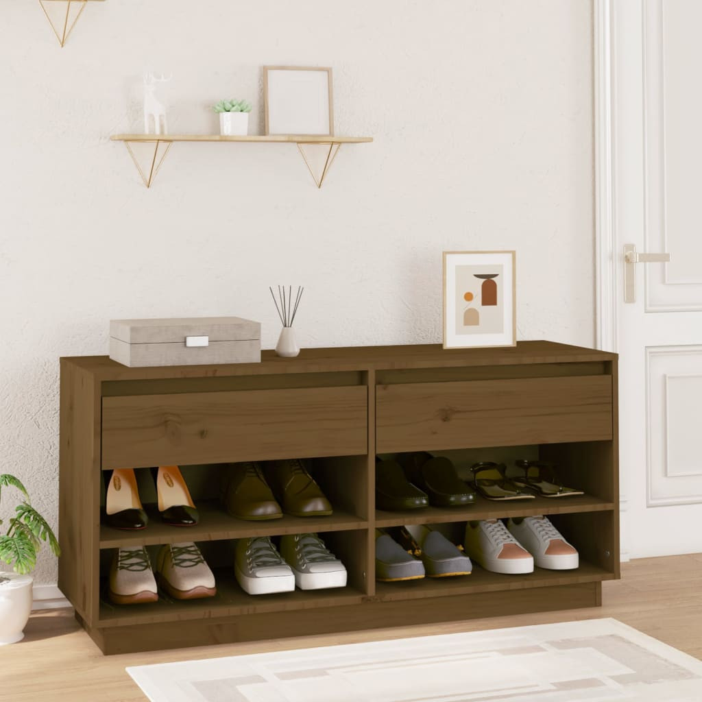 vidaXL Schuhregal Honigbraun 110x34x52 cm Massivholz Kiefer