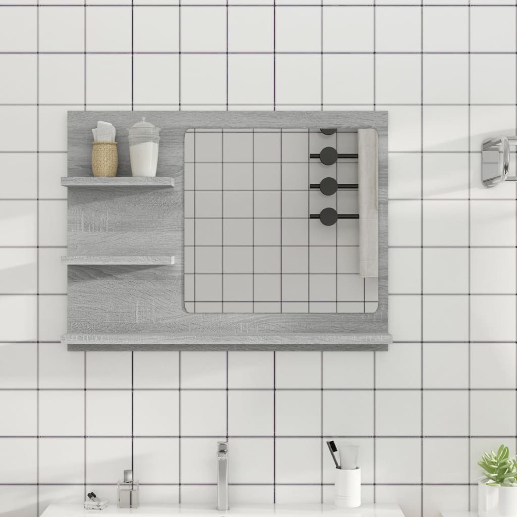 vidaXL Badspiegel Grau Sonoma 60x10,5x45 cm Holzwerkstoff