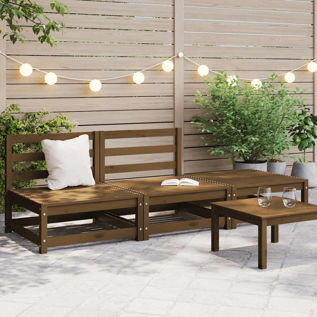 vidaXL 3-tlg. Garten-Lounge-Set Honigbraun Massivholz Kiefer