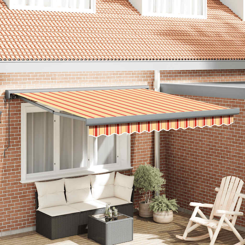 vidaXL Markise Einziehbar Gelb und Weiß 3,5x2,5 m Stoff und Aluminium