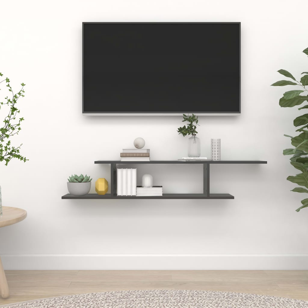 vidaXL TV-Wandregal Grau 125x18x23 cm Holzwerkstoff