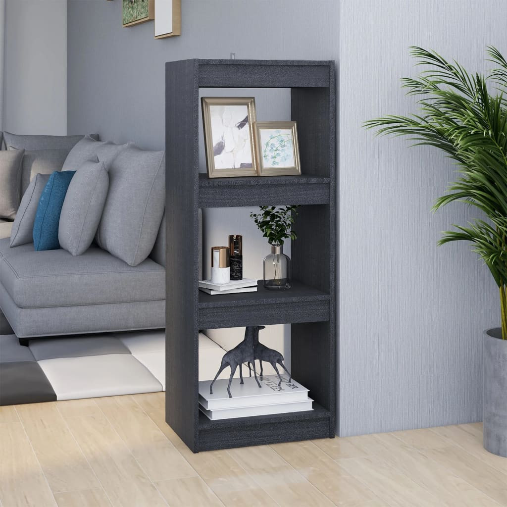vidaXL Bücherregal/Raumteiler Grau 40x30x103,5 cm Massivholz Kiefer