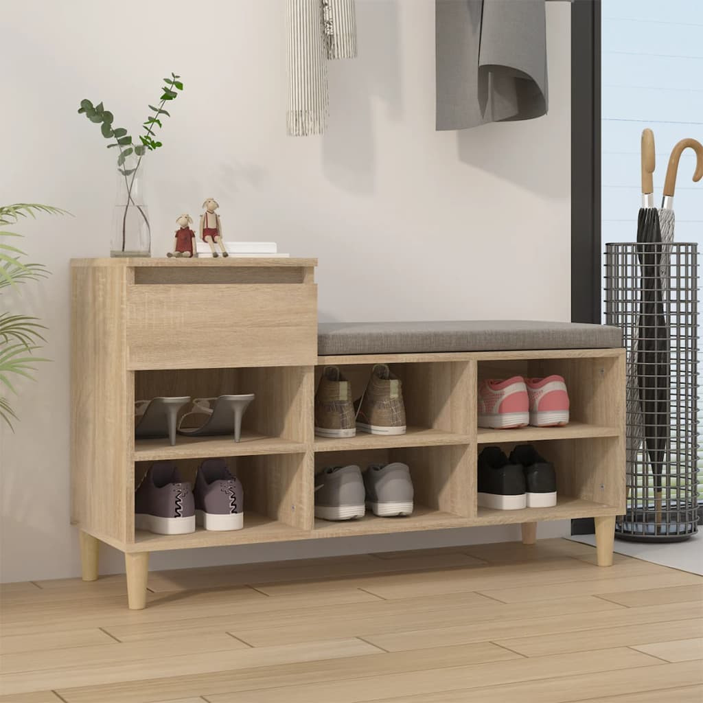 vidaXL Schuhregal Sonoma-Eiche 102x36x60 cm Holzwerkstoff