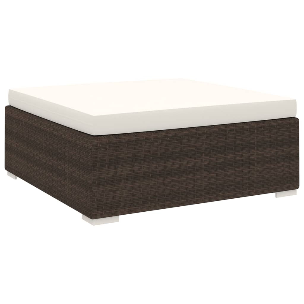 vidaXL Modular-Fußhocker 1 Stk. + Auflagen Poly Rattan Braun