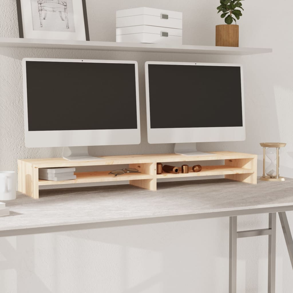 vidaXL Monitorständer 100x24x13 cm Massivholz Kiefer