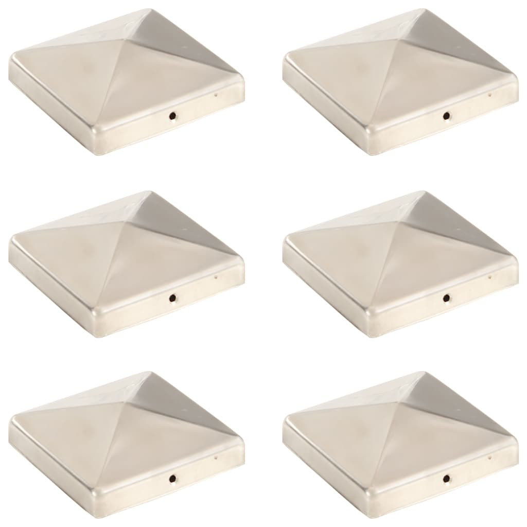 vidaXL Pfostenkappen 6 Stk. Pyramide Edelstahl 101 x 101 mm