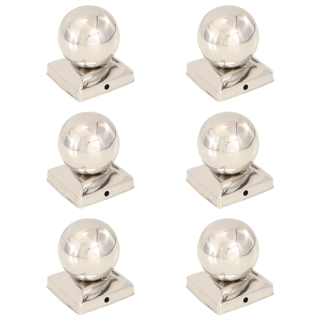 vidaXL Pfostenkappen 6 Stk. Kugelform Edelstahl 81 x 81 mm