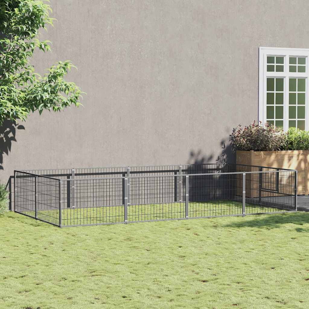 vidaXL Hundezwinger Silbern 8 m² Stahl