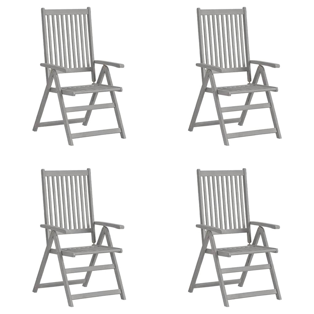 vidaXL Verstellbare Gartenstühle 4 Stk. Grau Massivholz Akazie