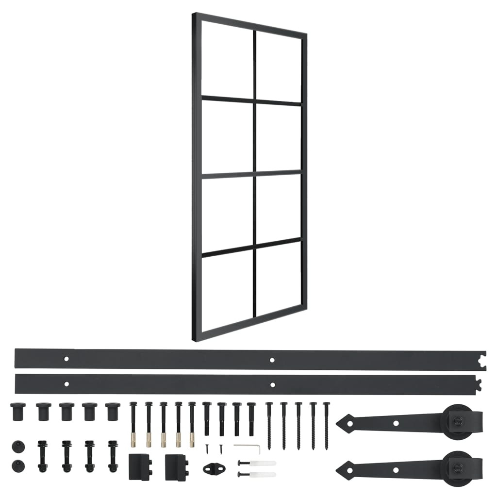 vidaXL Schiebetür Aluminium und ESG-Glas mit Beschlägen 76x205 cm