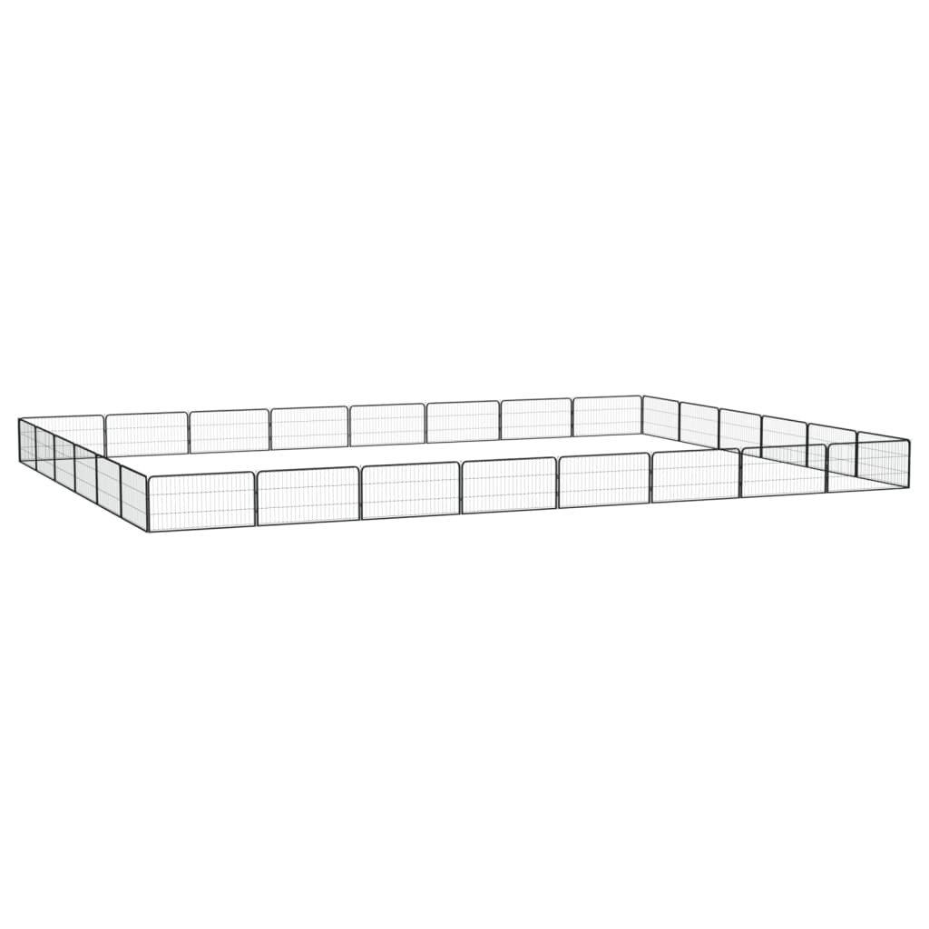 vidaXL 28-tlg. Hundelaufstall Schwarz 100x50cm Stahl Pulverbeschichtet