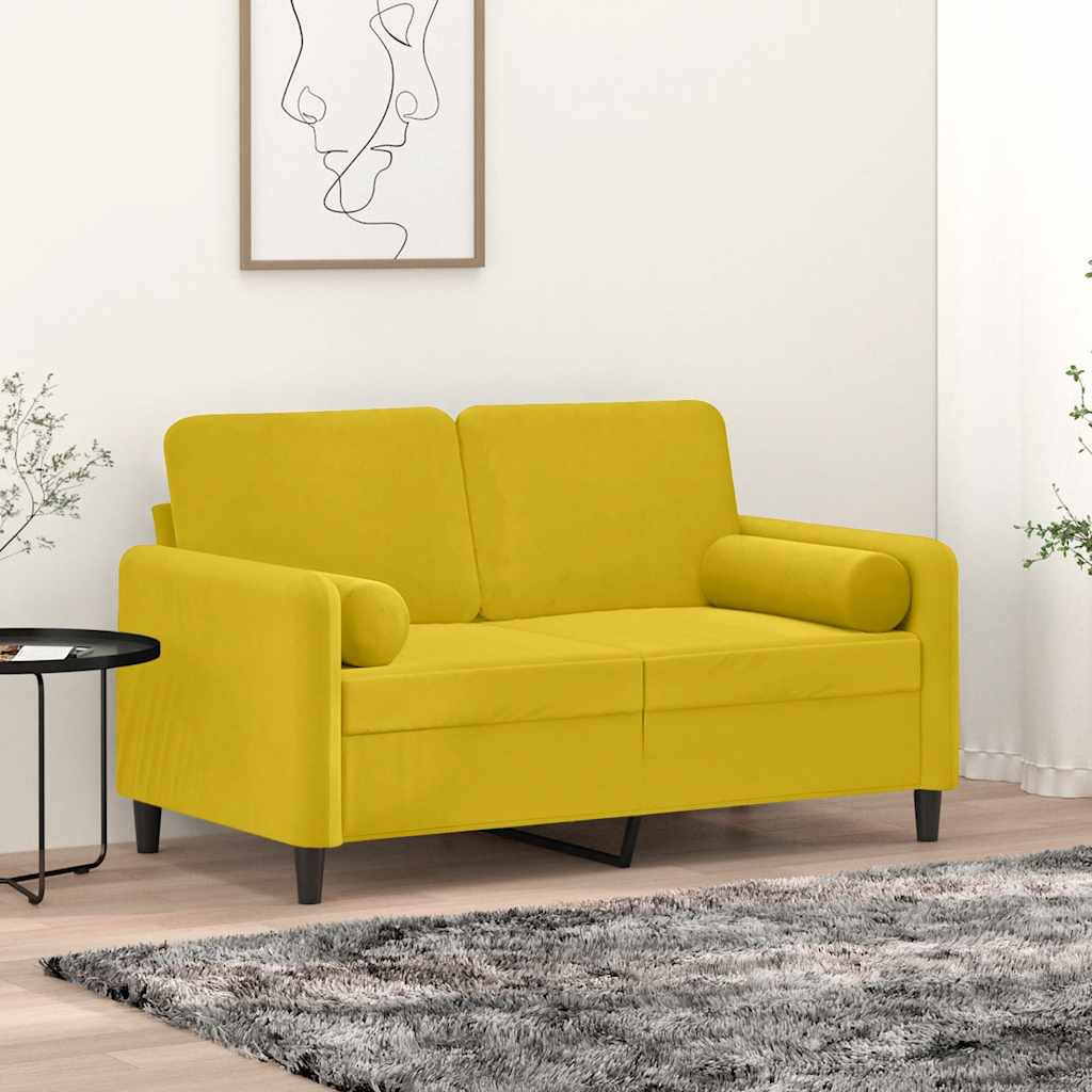 vidaXL Zierkissen 2 Stk. Gelb Ø15x50 cm Samt