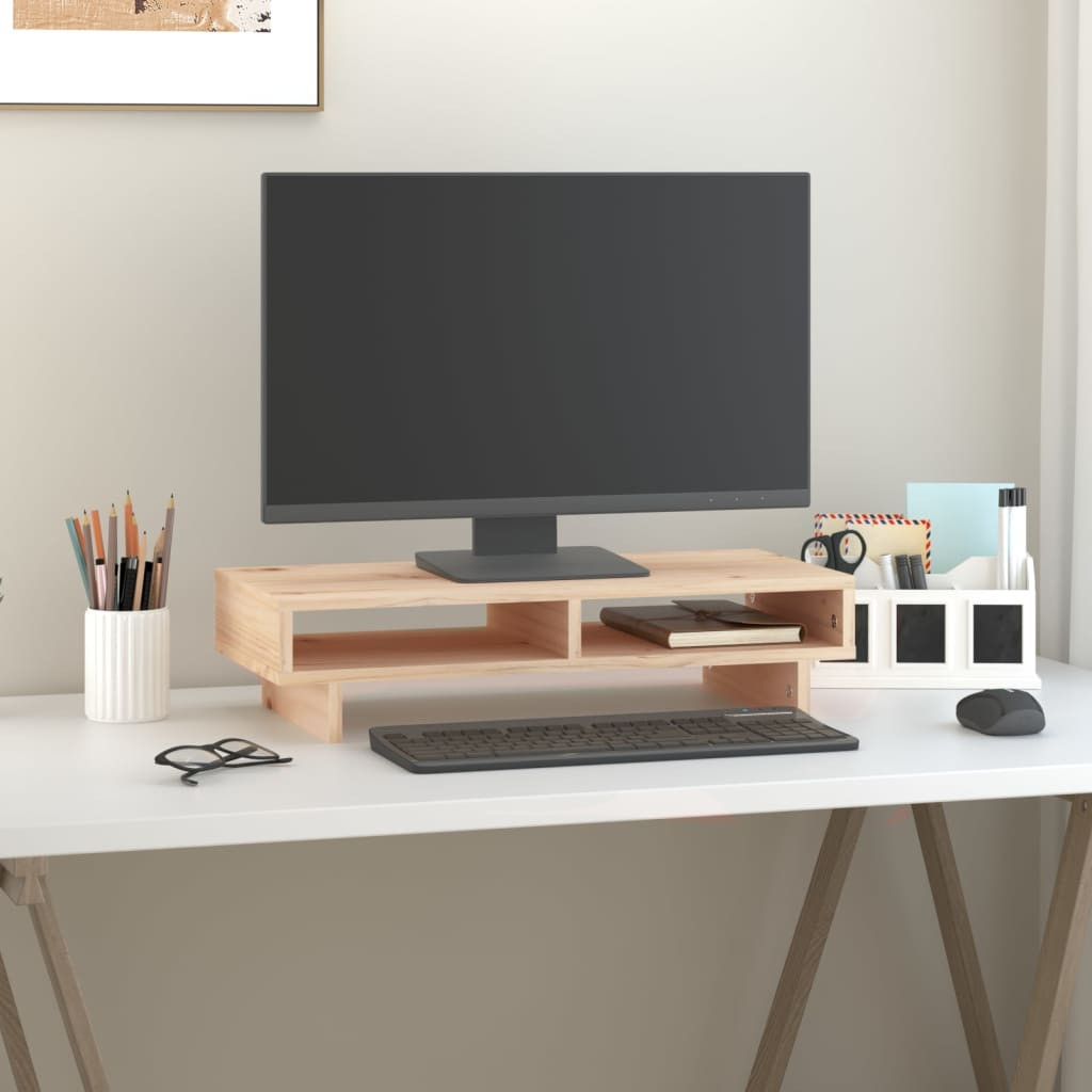 vidaXL Monitorständer 60x27x14 cm Massivholz Kiefer