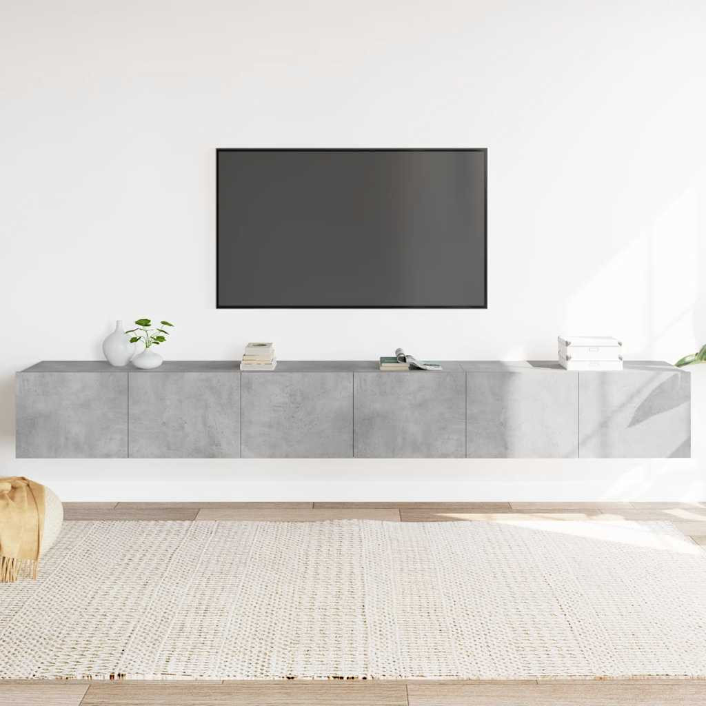 vidaXL 3-tlg. TV-Schrank-Set Betongrau Holzwerkstoff