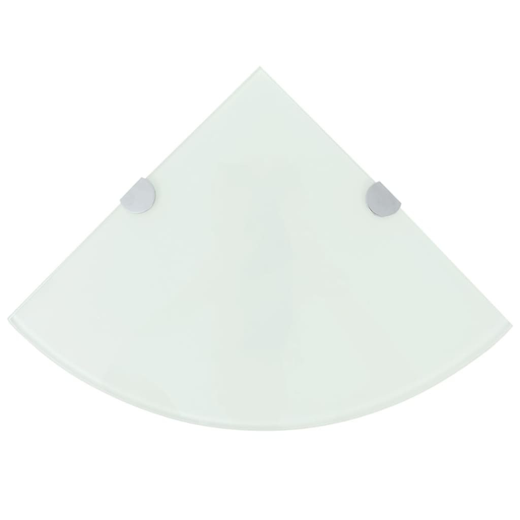 vidaXL Eckregale 2 Stk. mit verchromten Halterungen Glas Weiß 35x35 cm