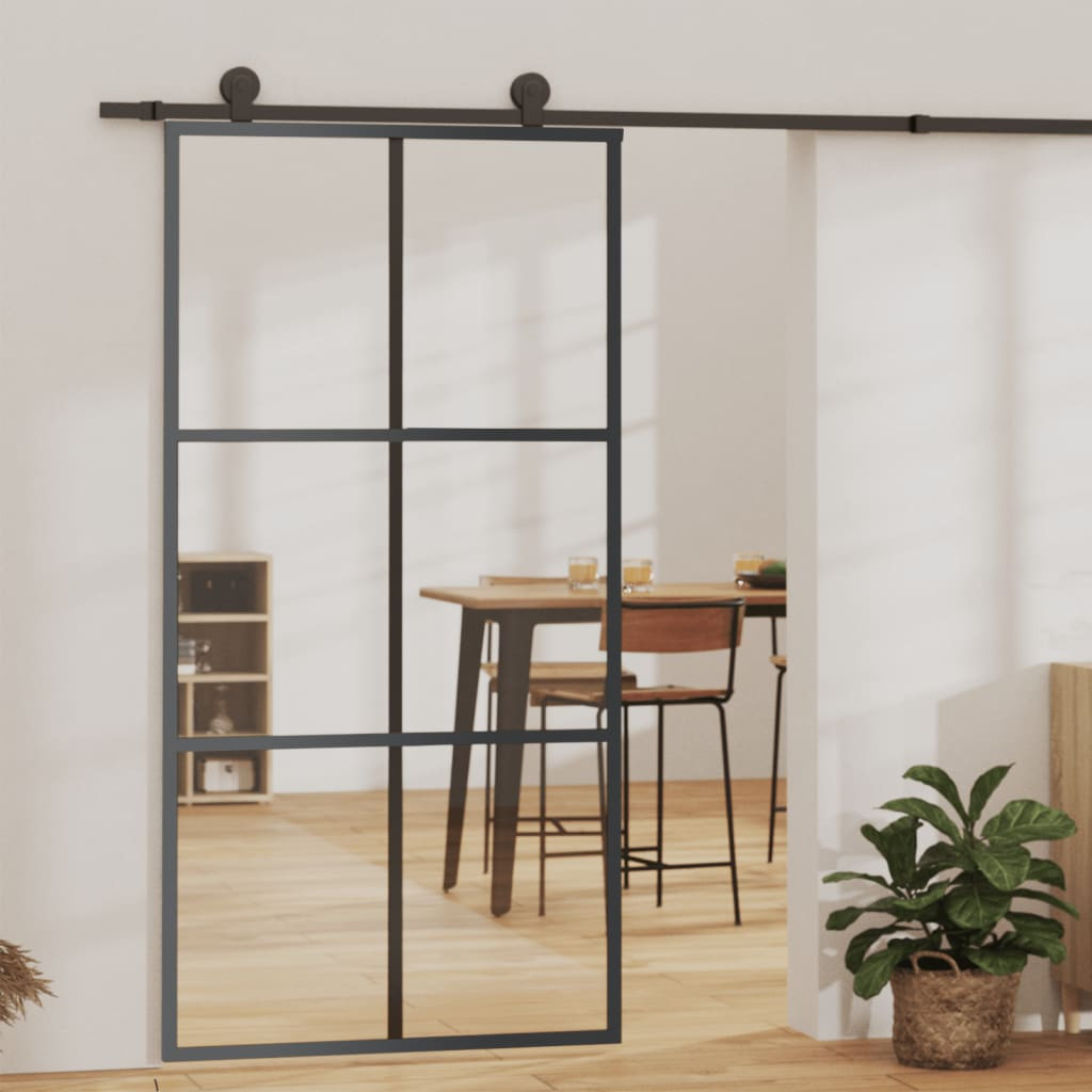 vidaXL Schiebetür mit Beschlag ESG-Glas & Aluminium 102x205 cm