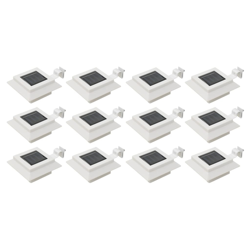 vidaXL Solar-Außenleuchten 12 Stk. LED Rechteckig 12 cm Weiß