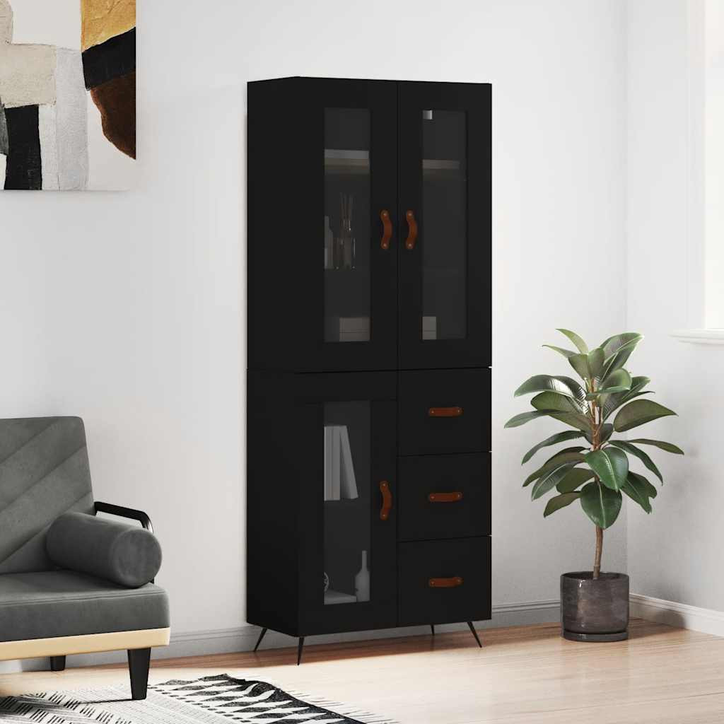 vidaXL Highboard Schwarz 69,5x34x180 cm Holzwerkstoff