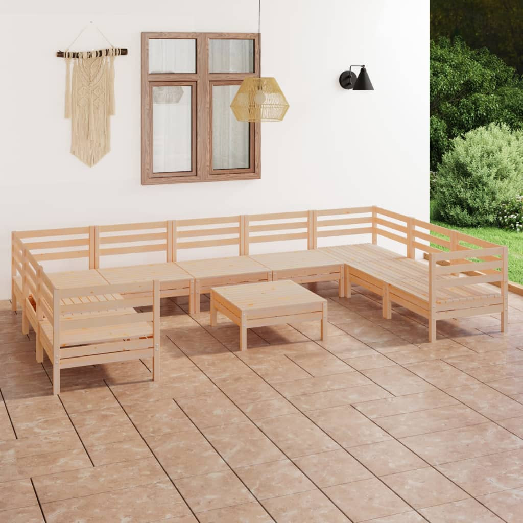 vidaXL 10-tlg. Garten-Lounge-Set Massivholz Kiefer