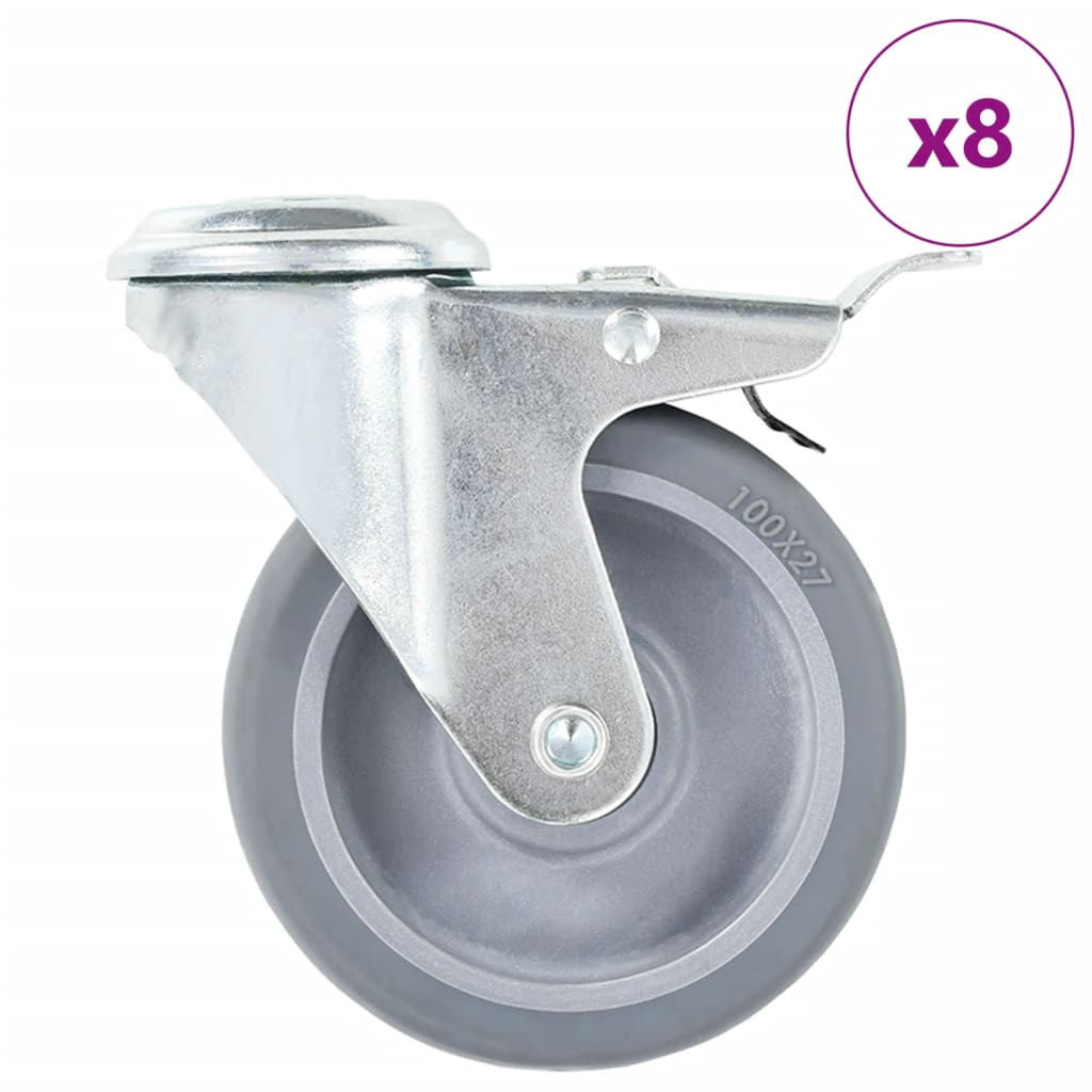 vidaXL 8 Stk. Lenkrollen mit Rückenloch 100 mm