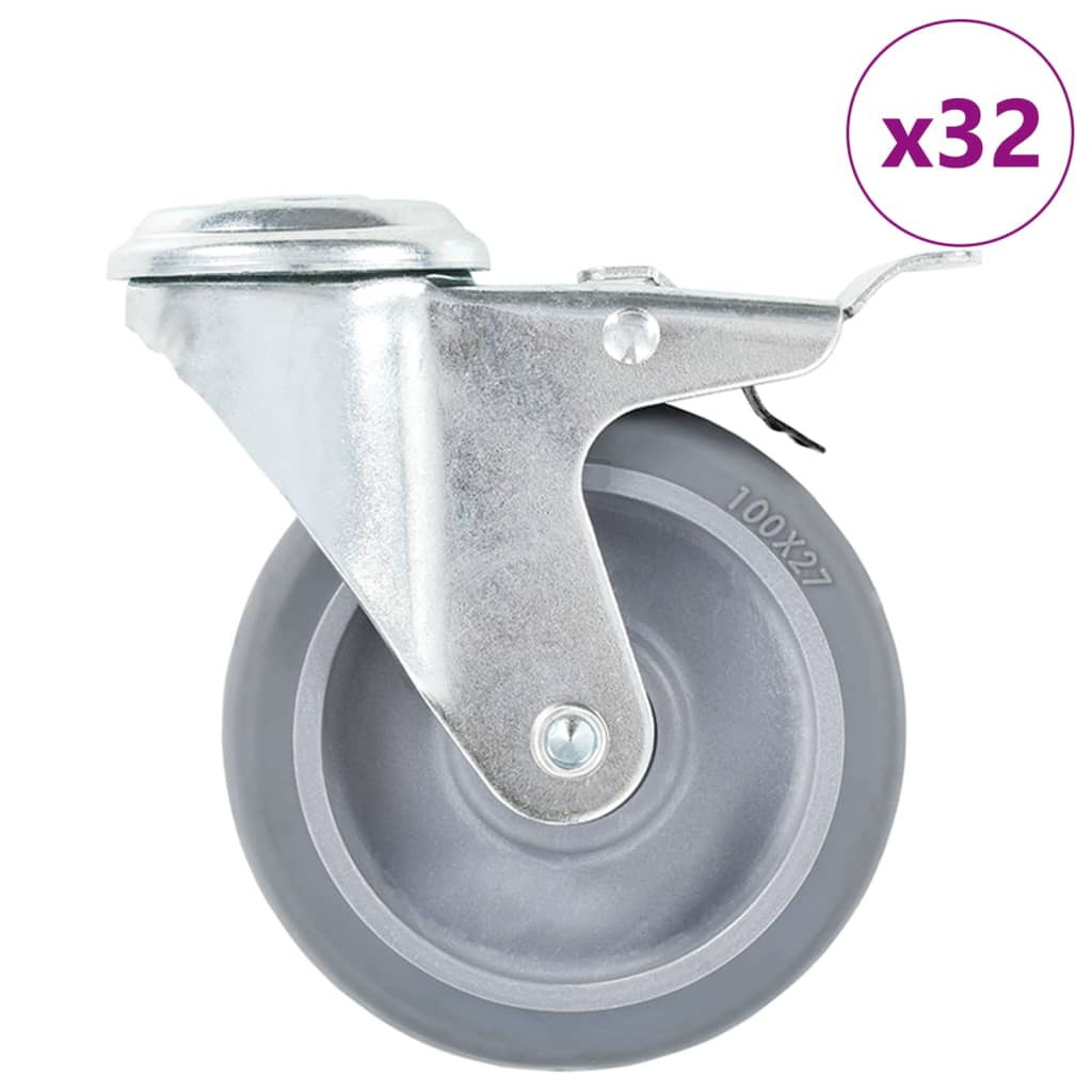 vidaXL 32 Stk. Lenkrollen mit Rückenloch 100 mm