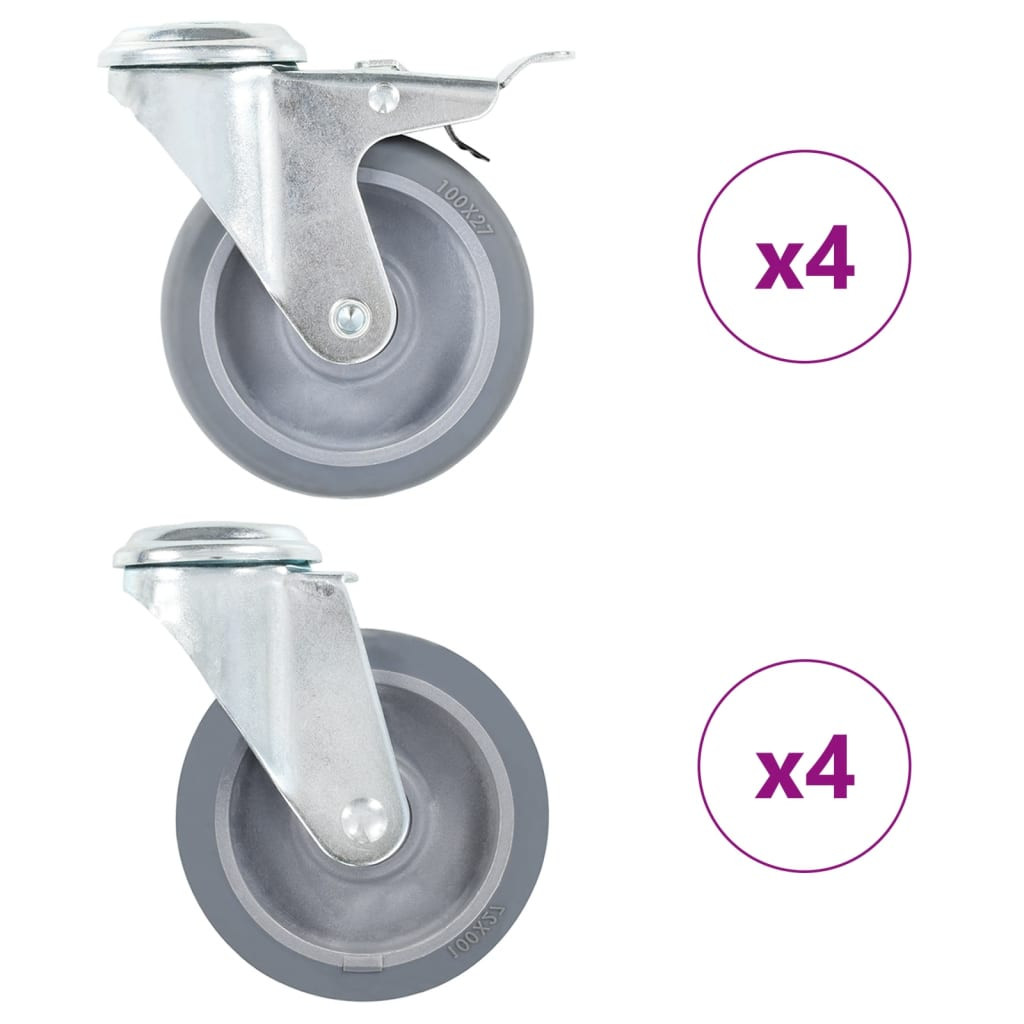 vidaXL 8 Stk. Lenkrollen mit Rückenloch 100 mm