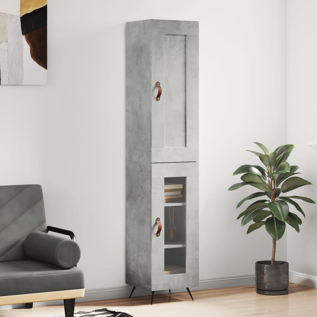 vidaXL Highboard Betongrau 34,5x34x180 cm Holzwerkstoff