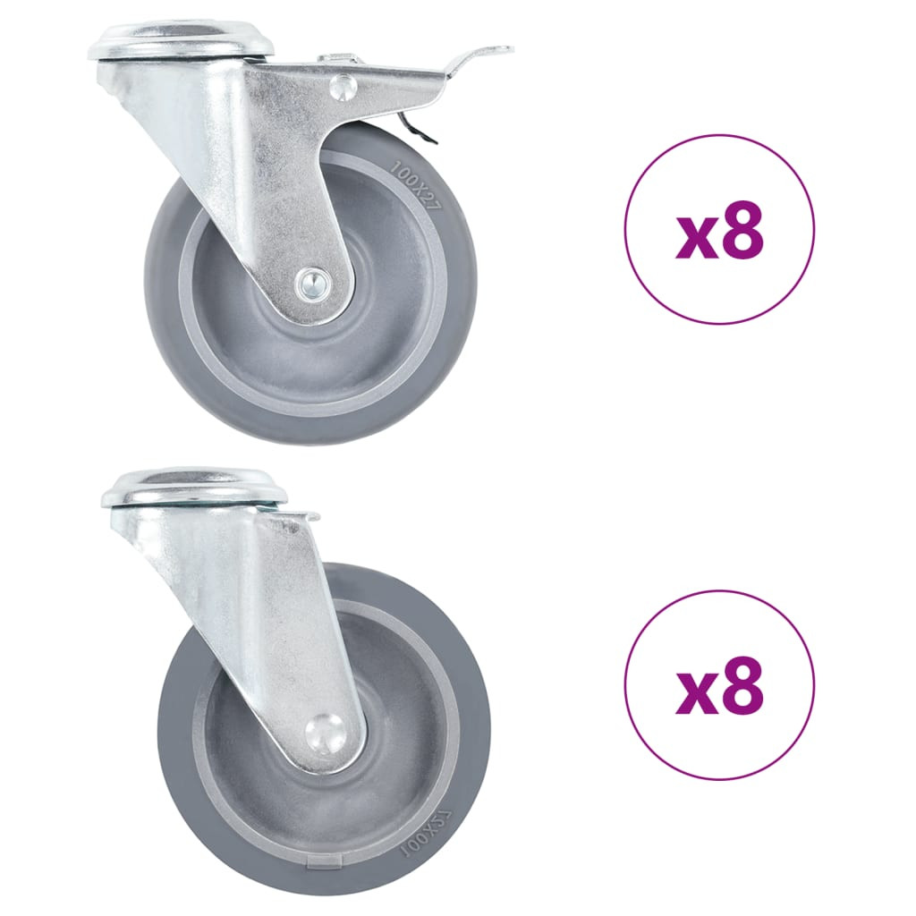 vidaXL 16 Stk. Lenkrollen mit Rückenloch 100 mm