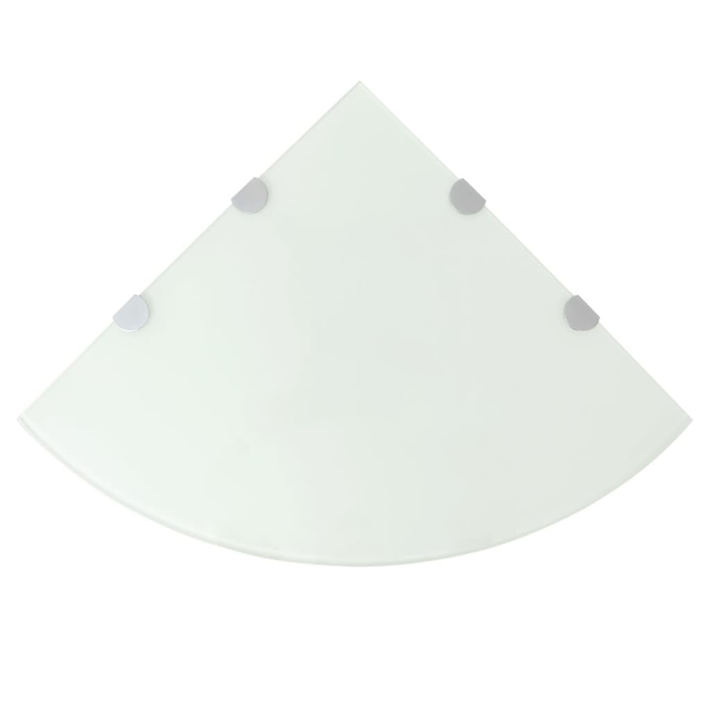 vidaXL Eckregale 2 Stk. mit verchromten Halterungen Glas Weiß 45x45cm