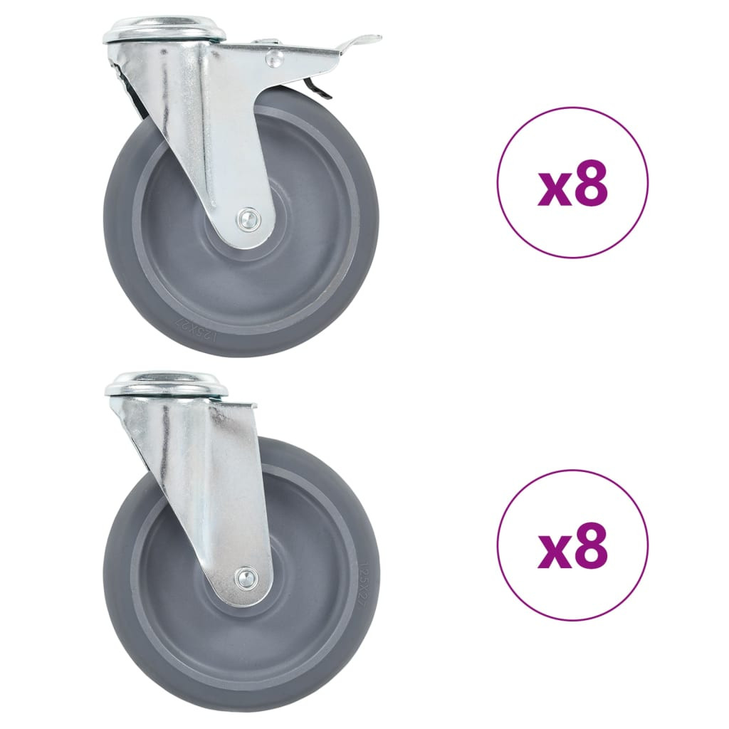 vidaXL 16 Stk. Lenkrollen mit Rückenloch 125 mm