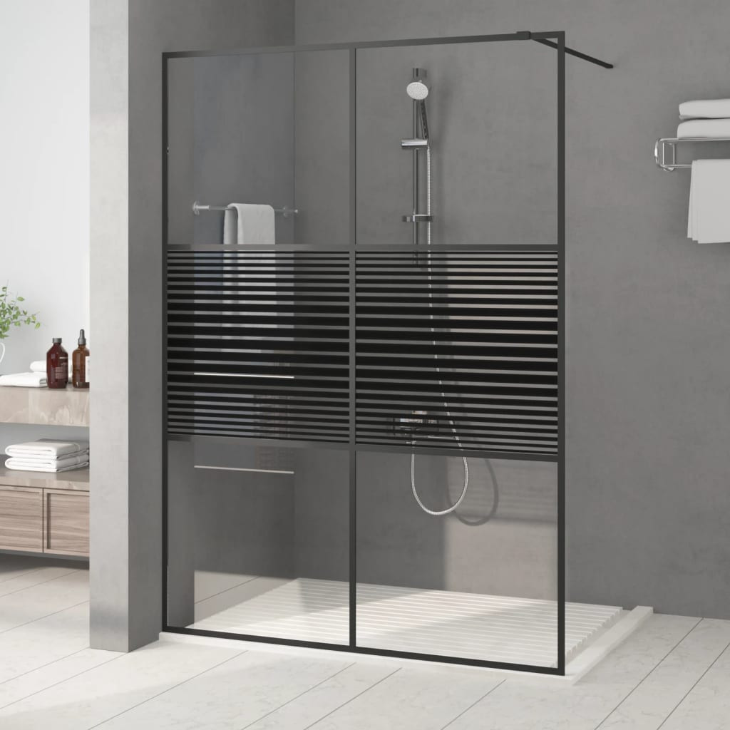 vidaXL Duschwand für Begehbare Dusche Schwarz 140x195 cm ESG-Glas Klar