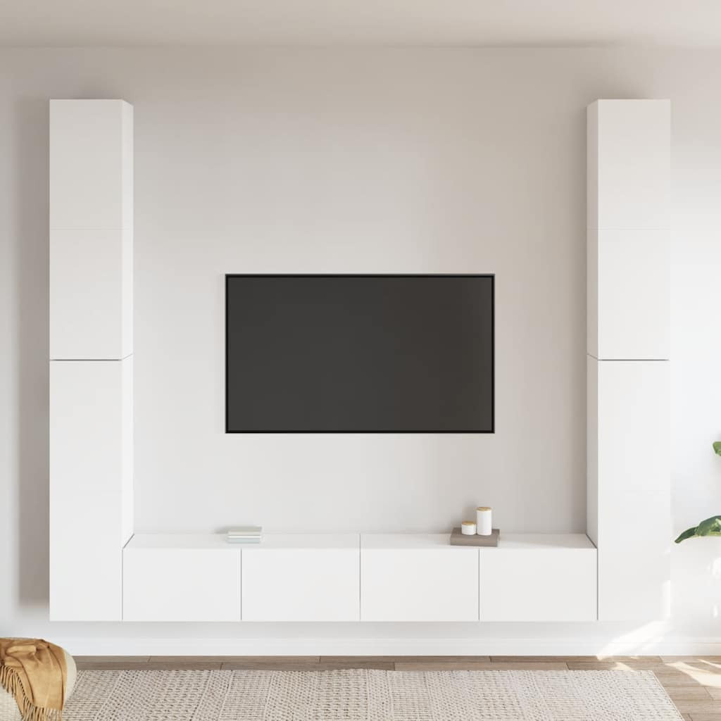 vidaXL 6-tlg. TV-Schrank-Set Weiß Holzwerkstoff