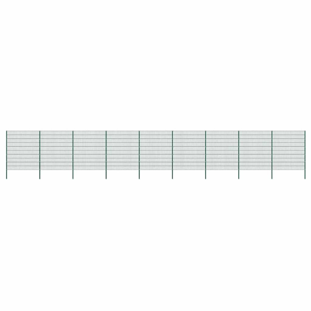 vidaXL Zaunelement mit Pfosten Eisen 1557,5 x 200 cm Grün