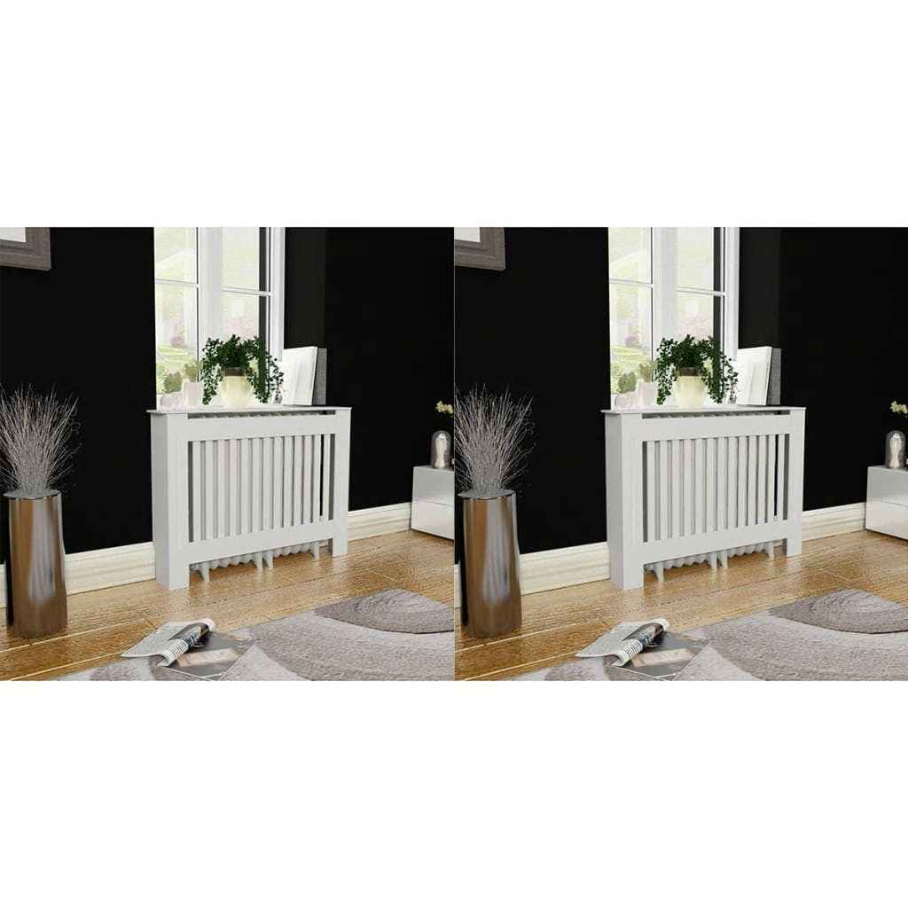 vidaXL Heizkörperabdeckung 2 Stk. Weiß Holzwerkstoff 112 cm
