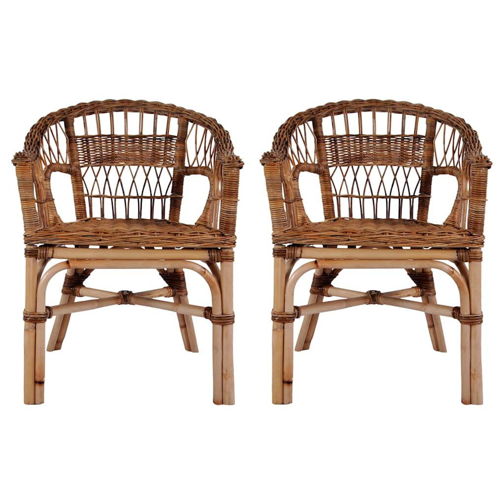 vidaXL Gartenstühle 2 Stk. Natürliches Rattan Braun