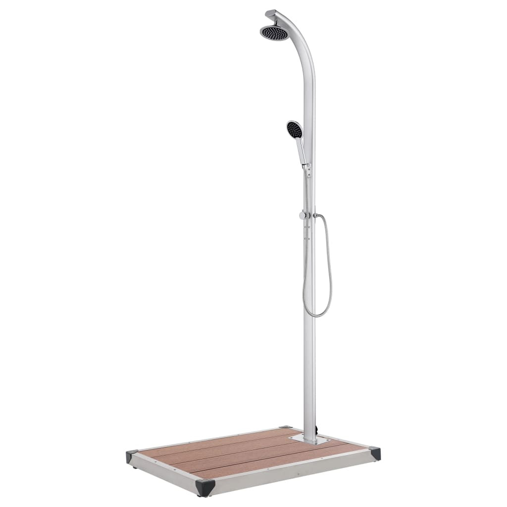 vidaXL Gartendusche mit Brauner Bodenplatte 220 cm Aluminium